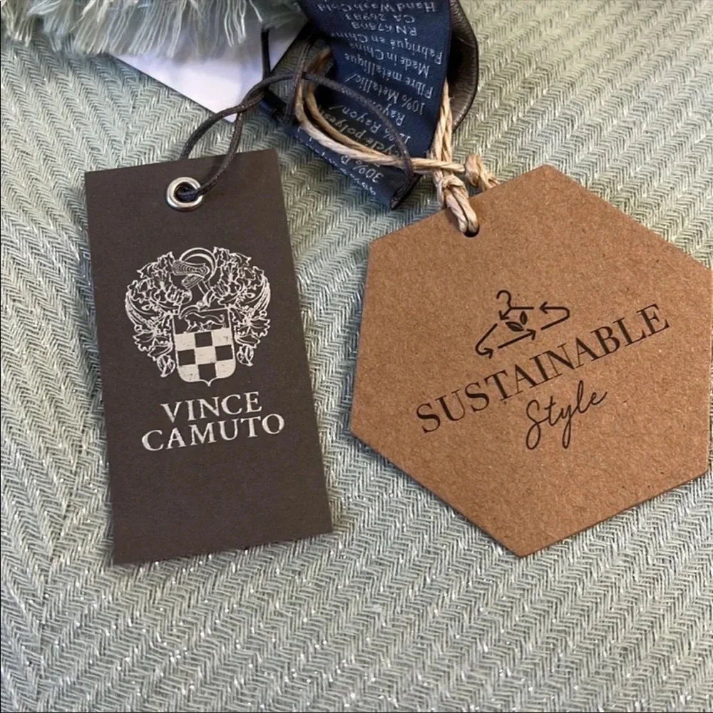 Vince Camuto scarf aqua with silver fibers & fringe hemlines.